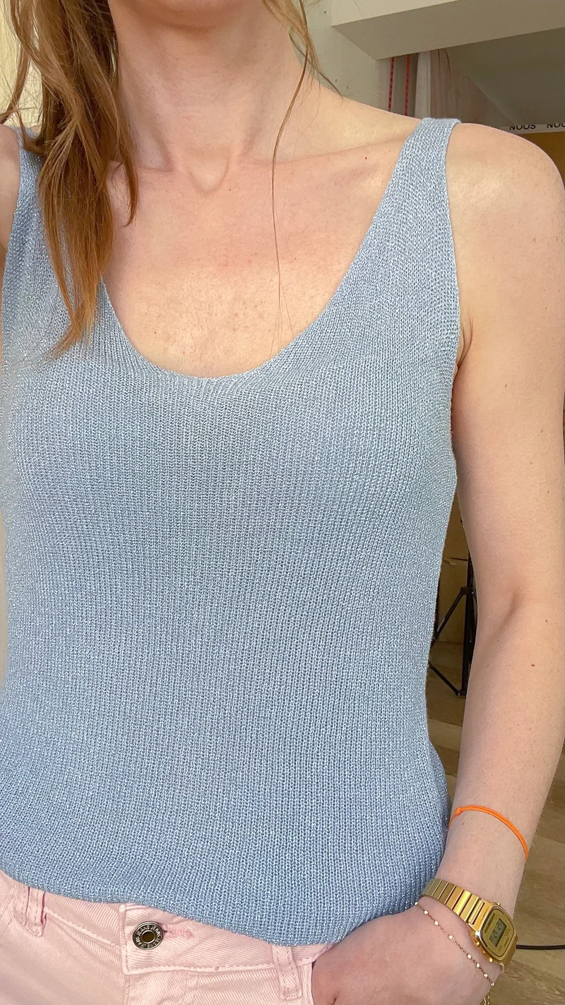 Top Lou - Débardeur paillettes maille lurex brillant