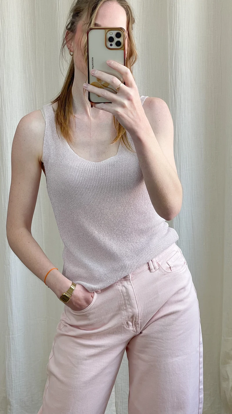 Top Lou - Débardeur paillettes maille lurex brillant