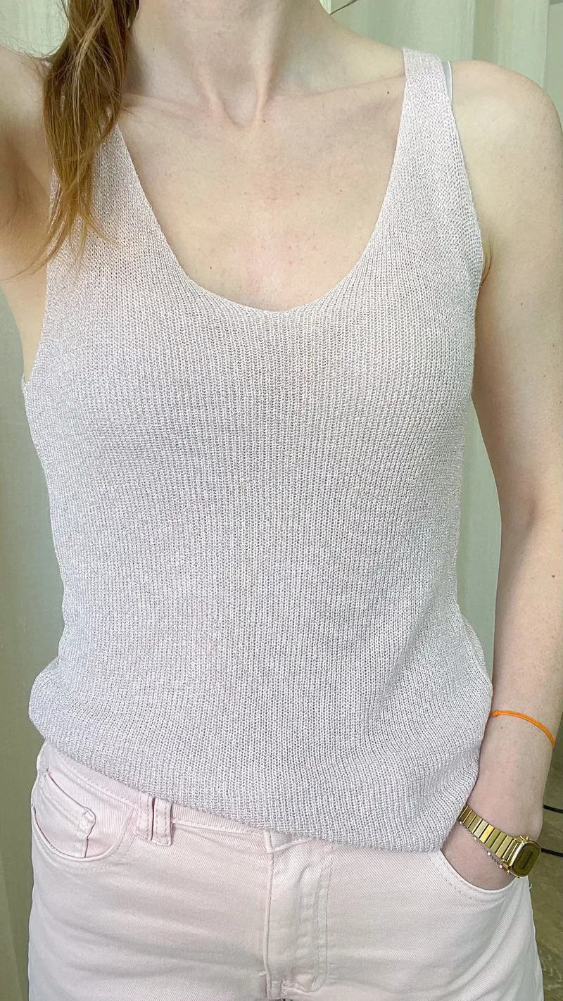 Top Lou - Débardeur paillettes maille lurex brillant
