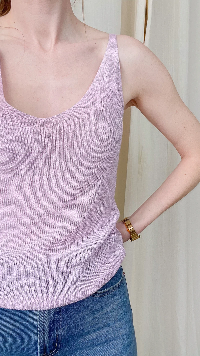 Top Lou - Débardeur paillettes maille lurex brillant