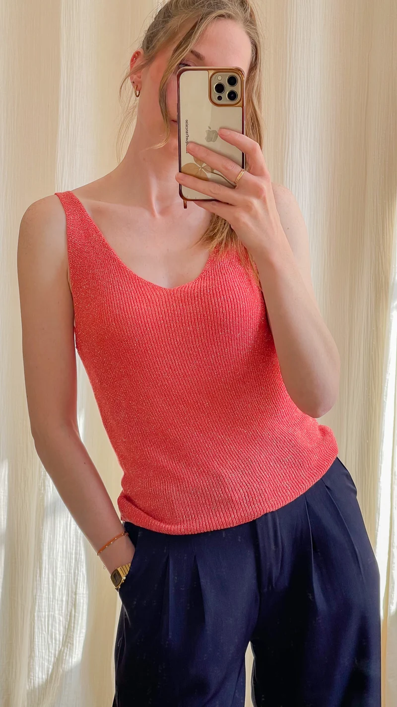 Top Lou - Débardeur paillettes maille lurex brillant