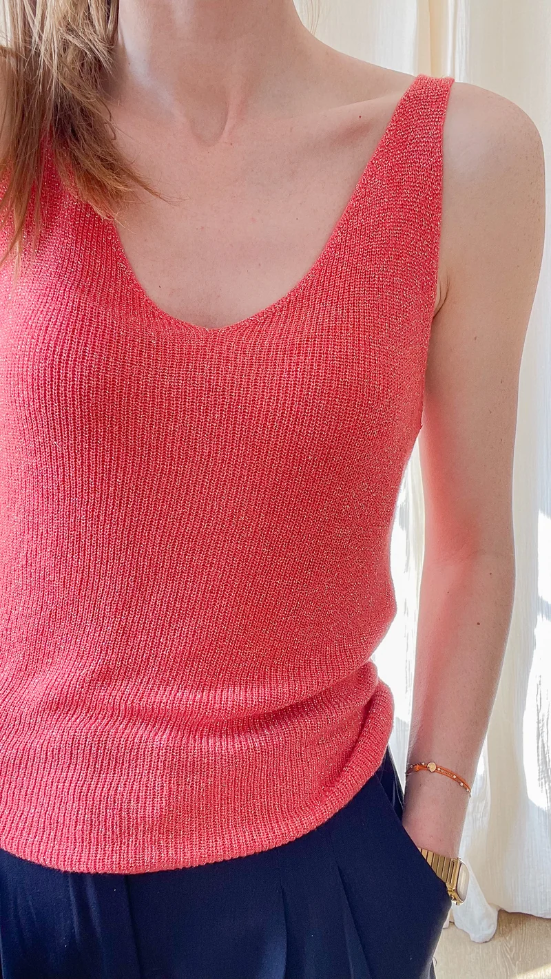 Top Lou - Débardeur paillettes maille lurex brillant