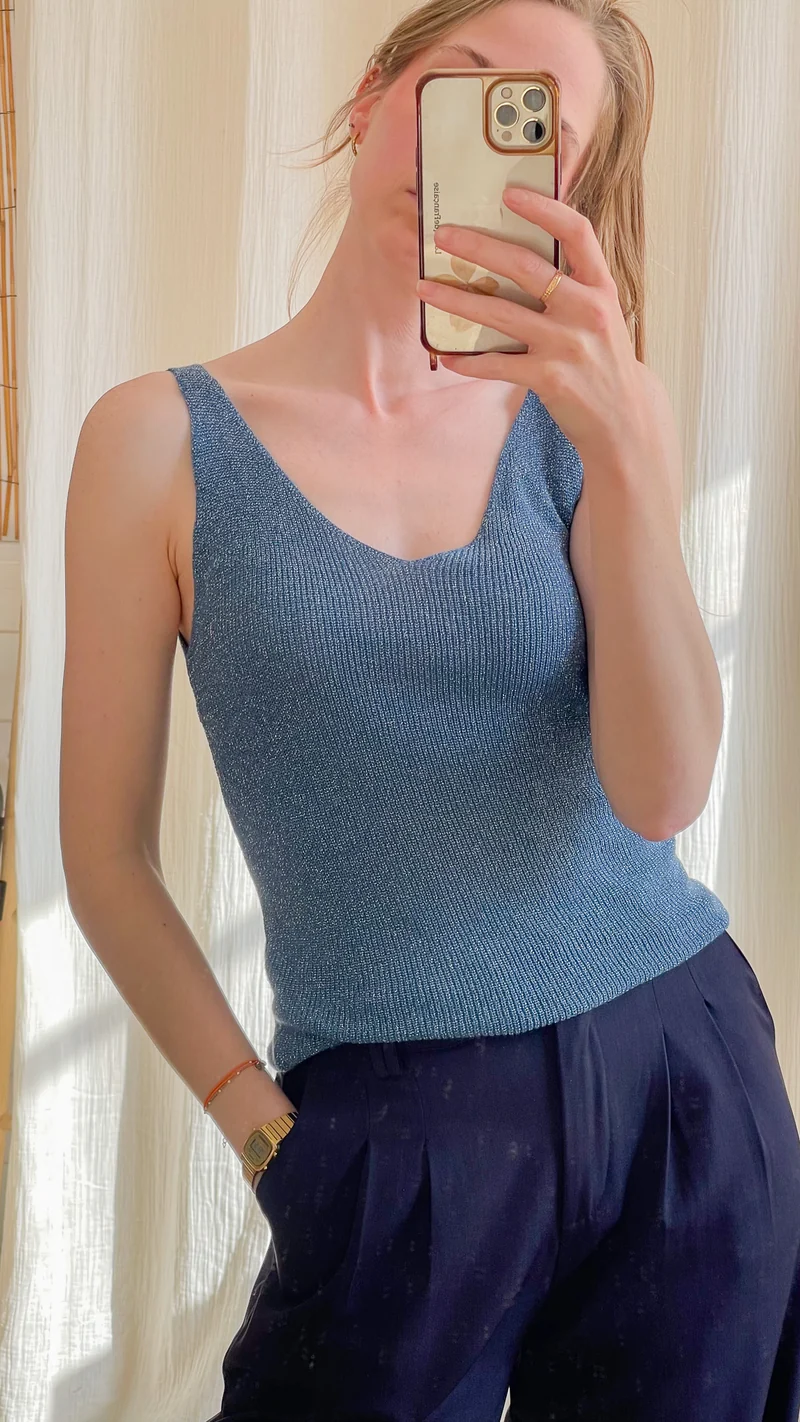 Top Lou - Débardeur paillettes maille lurex brillant