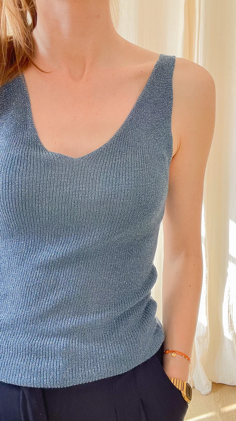 Top Lou - Débardeur paillettes maille lurex brillant