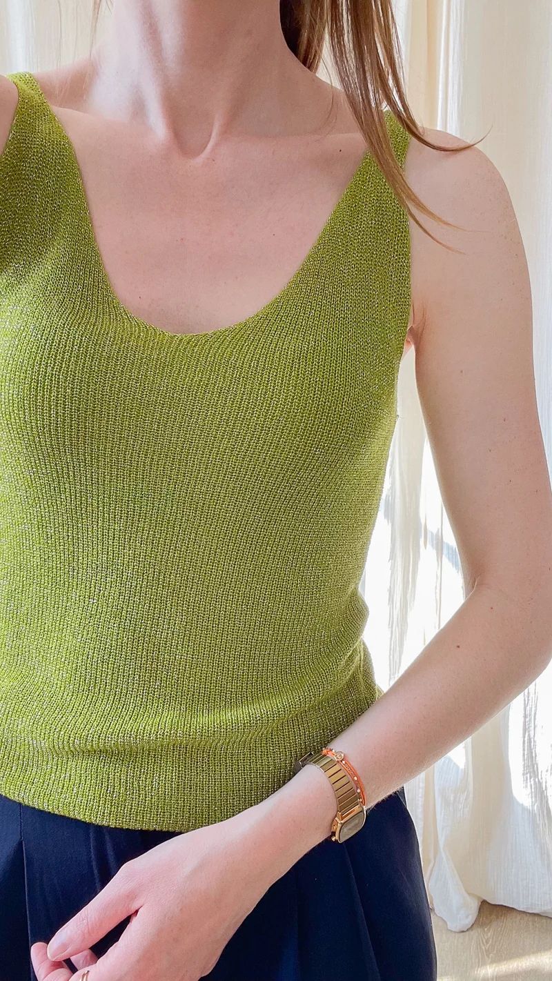 Top Lou - Débardeur paillettes maille lurex brillant