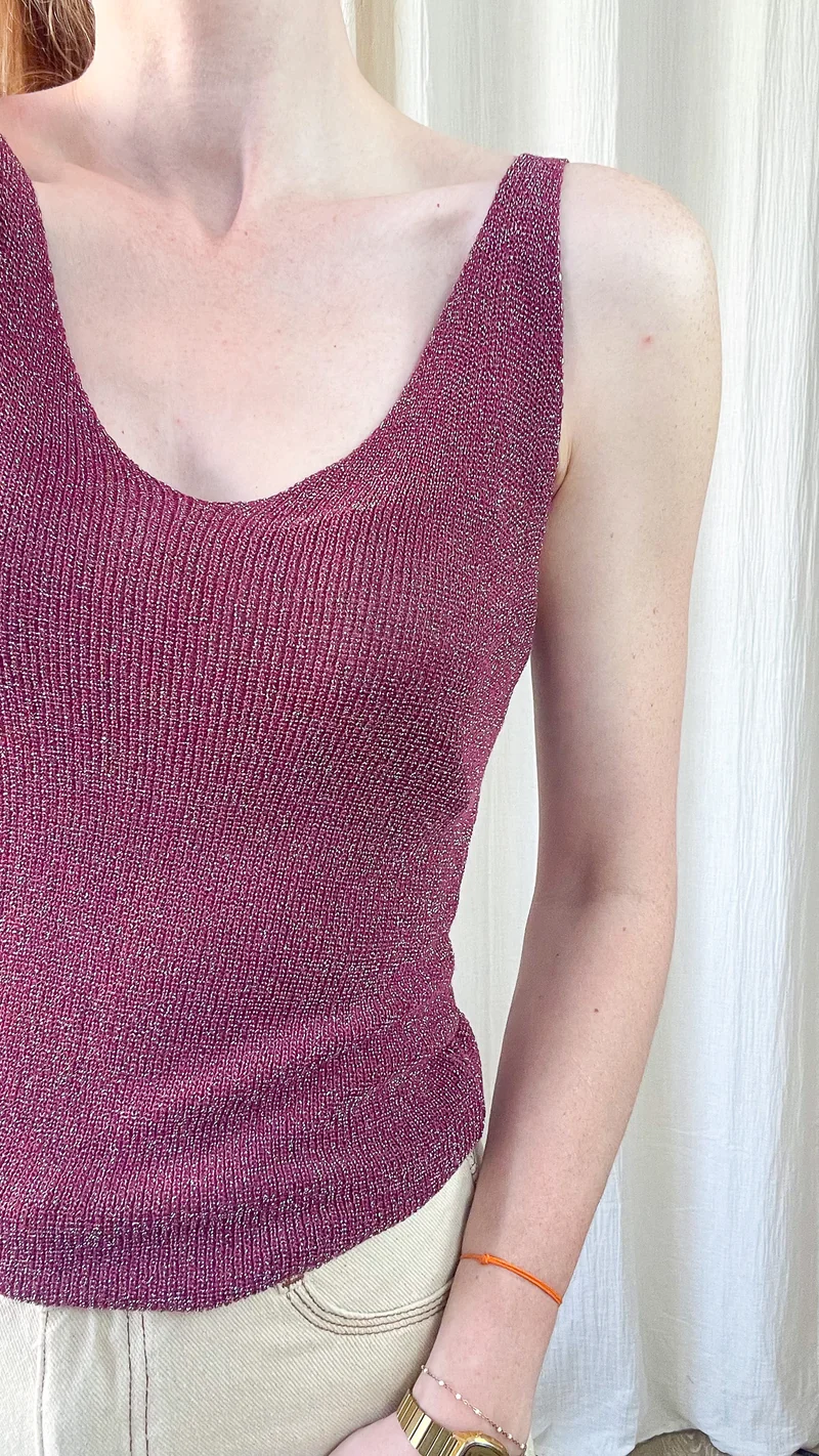 Top Lou - Débardeur paillettes maille lurex brillant