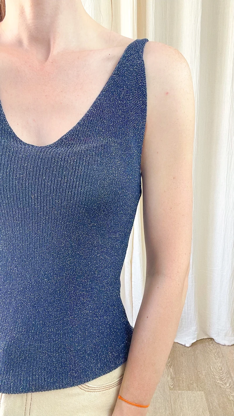 Top Lou - Débardeur paillettes maille lurex brillant