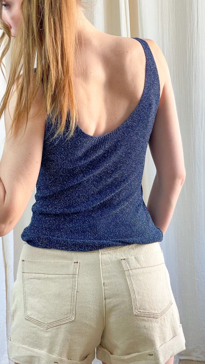 Top Lou - Débardeur paillettes maille lurex brillant