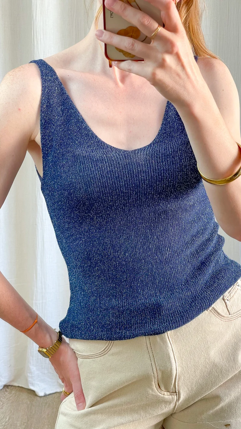 Top Lou - Débardeur paillettes maille lurex brillant