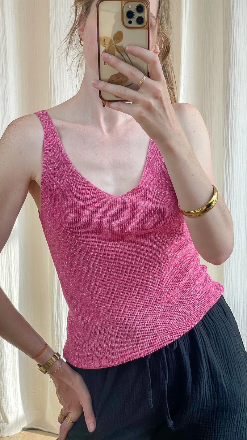 Top Lou - Débardeur paillettes maille lurex brillant