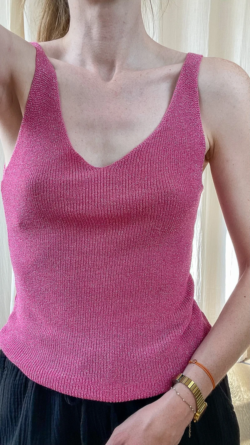 Top Lou - Débardeur paillettes maille lurex brillant