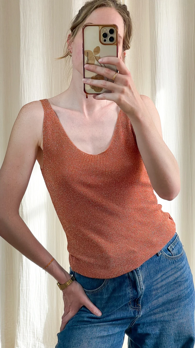 Top Lou - Débardeur paillettes maille lurex brillant