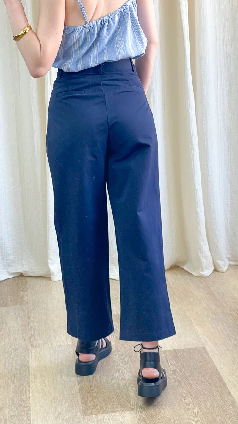 Pantalon Maïté - Pantalon large taille haute vert d'eau