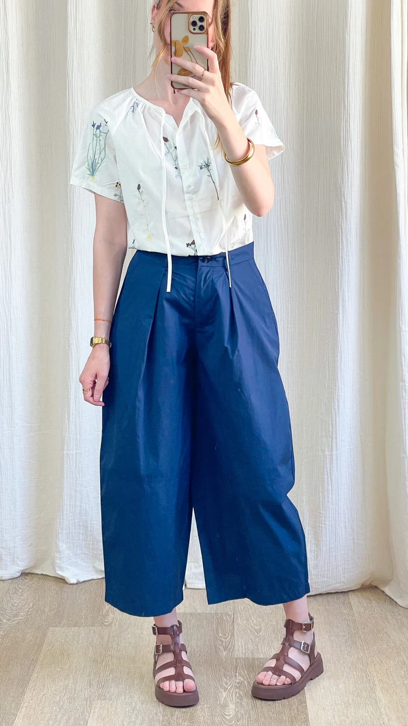 Pantalon Lison - Pantalon ballon rouge taille haute plissé