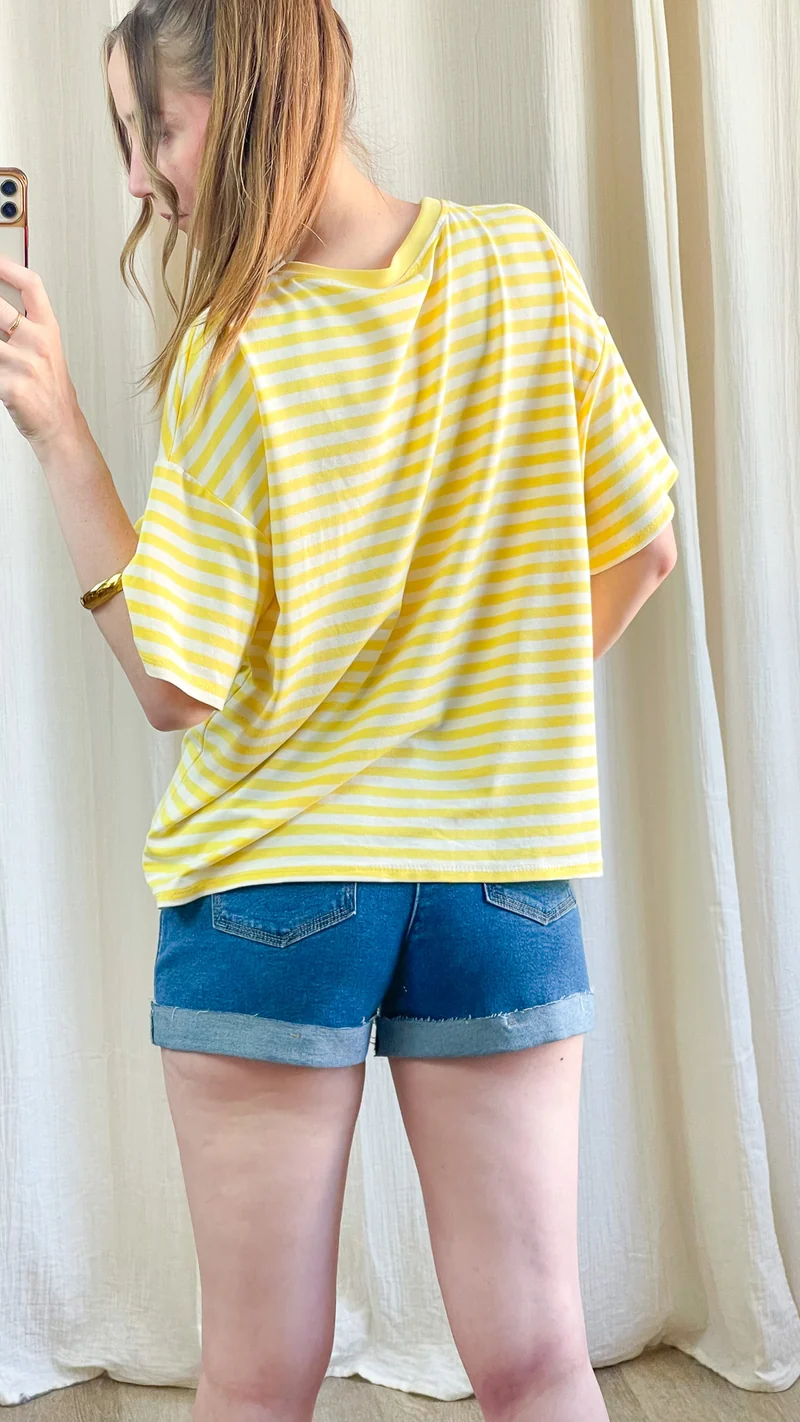 T-shirt Théa - Top oversize rayé orange et rose
