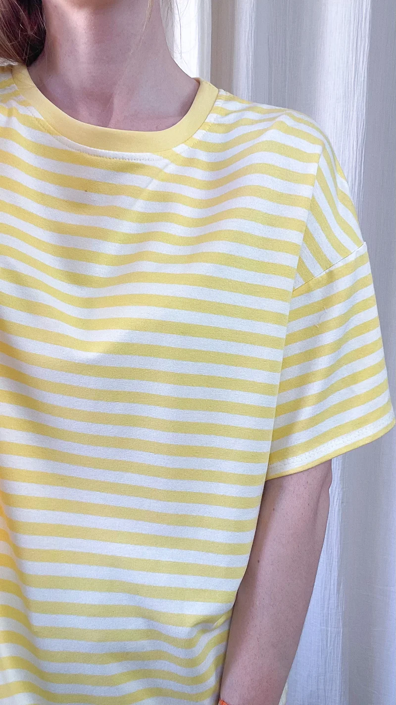 T-shirt Théa - Top oversize rayé orange et rose