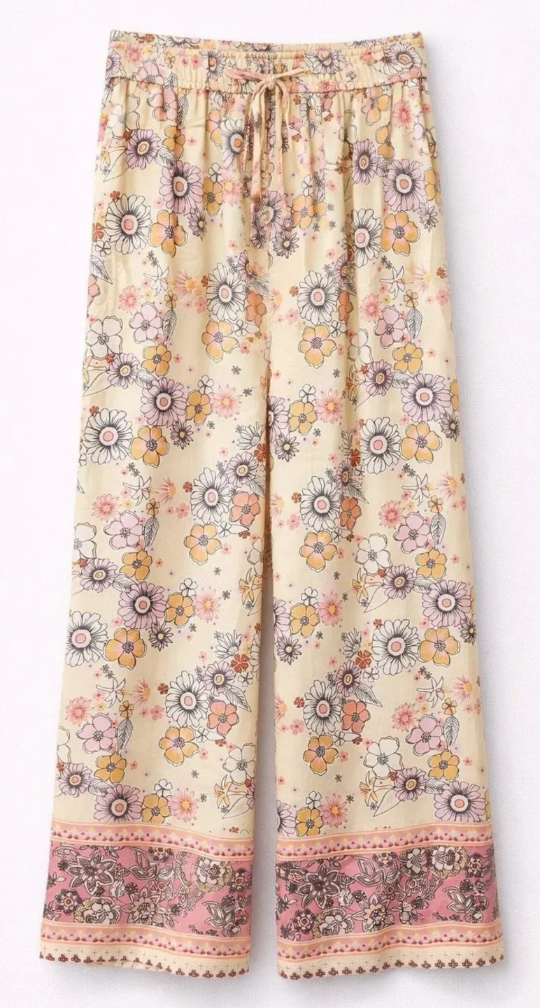 Pantalon Rose - Pantalon fluide imprimé fleurs bohème