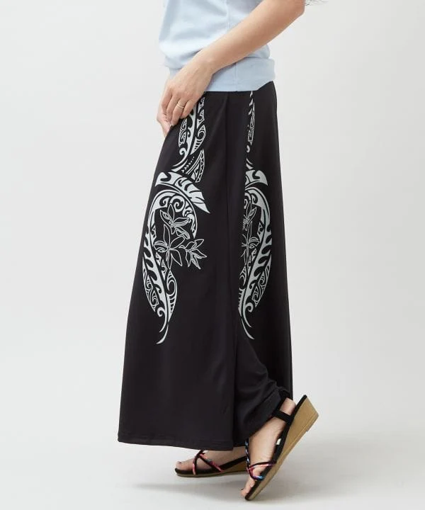 Pantalon large à motif hawaïen