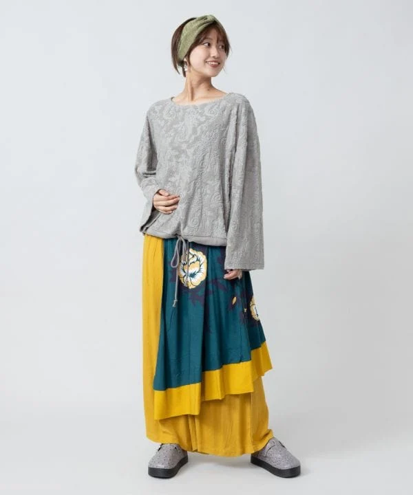 Pantalon asymétrique à fleurs Suzani
