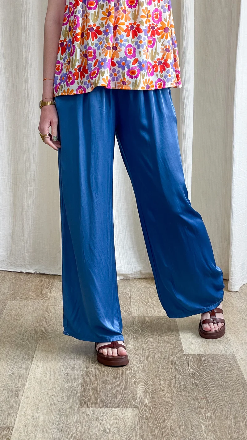 Pantalon Sophie - Pantalon fluide satiné taille élastique
