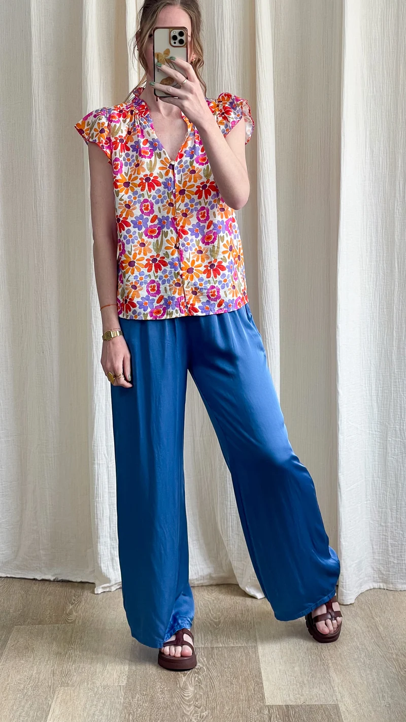 Pantalon Sophie - Pantalon fluide satiné taille élastique