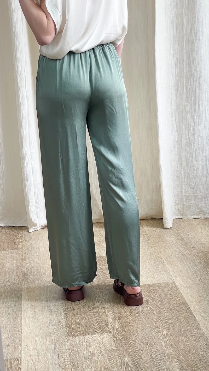 Pantalon Sophie - Pantalon fluide satiné taille élastique