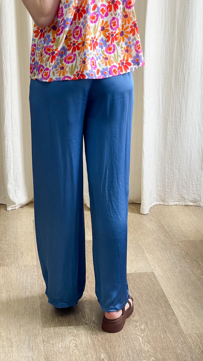 Pantalon Sophie - Pantalon fluide satiné taille élastique