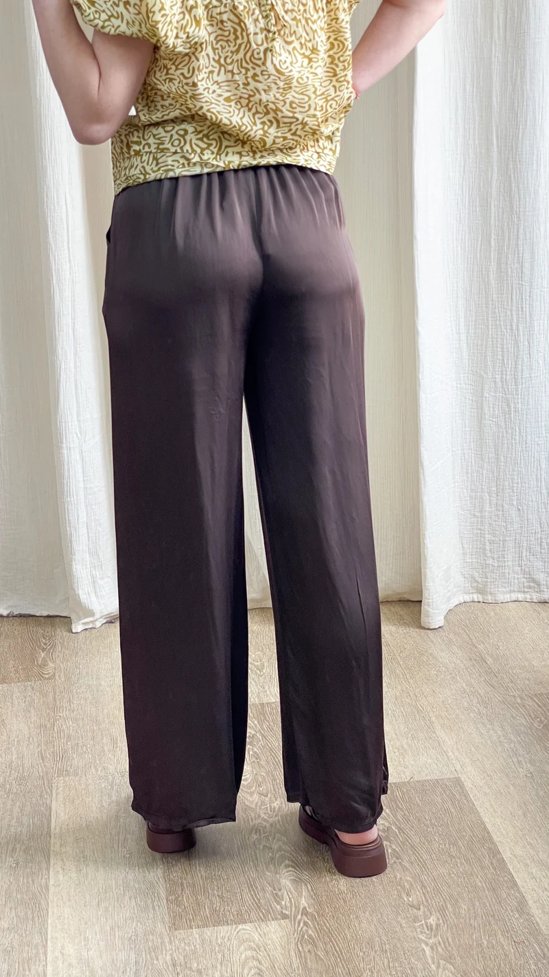 Pantalon Sophie - Pantalon fluide satiné taille élastique