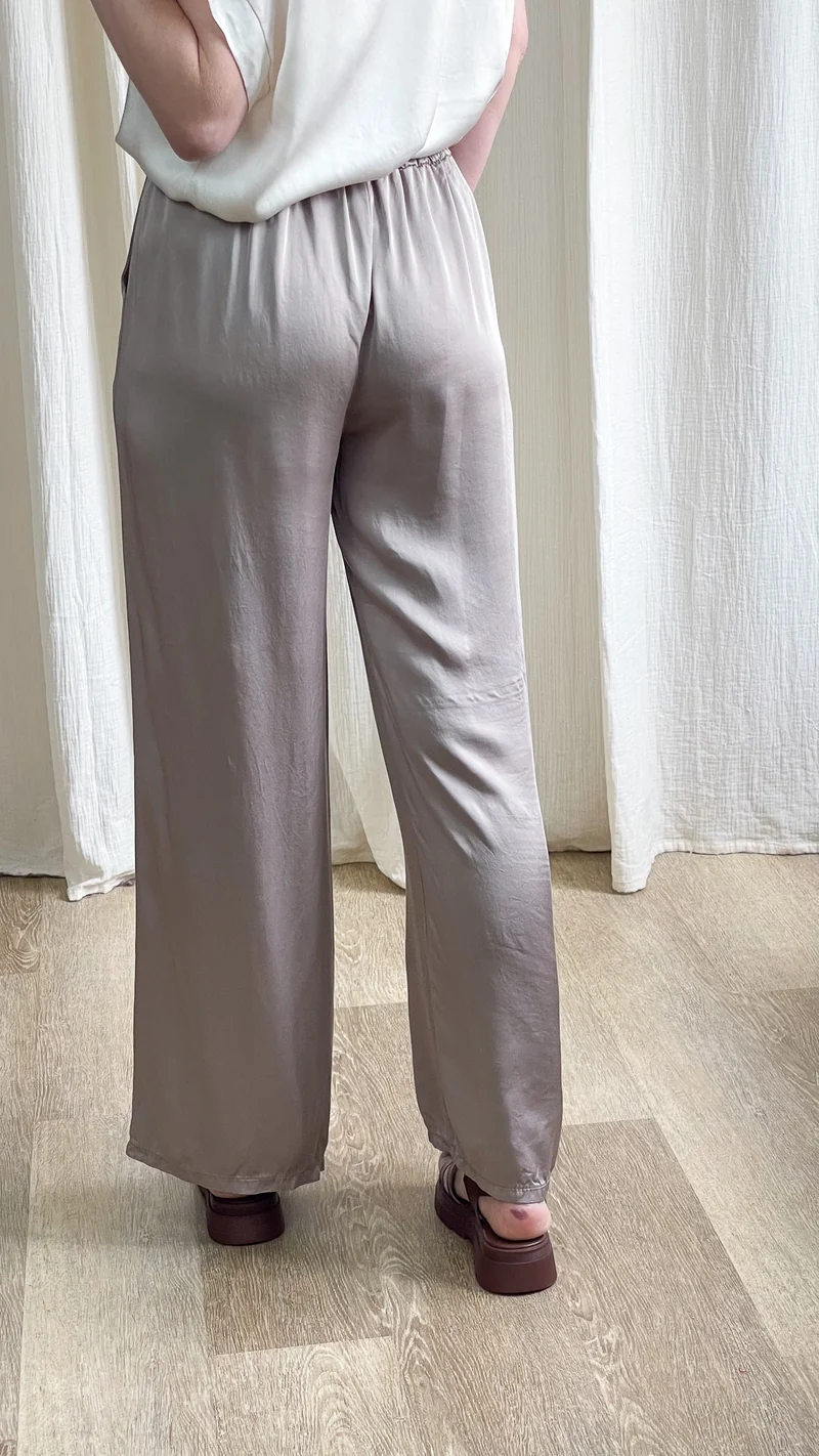 Pantalon Sophie - Pantalon fluide satiné taille élastique