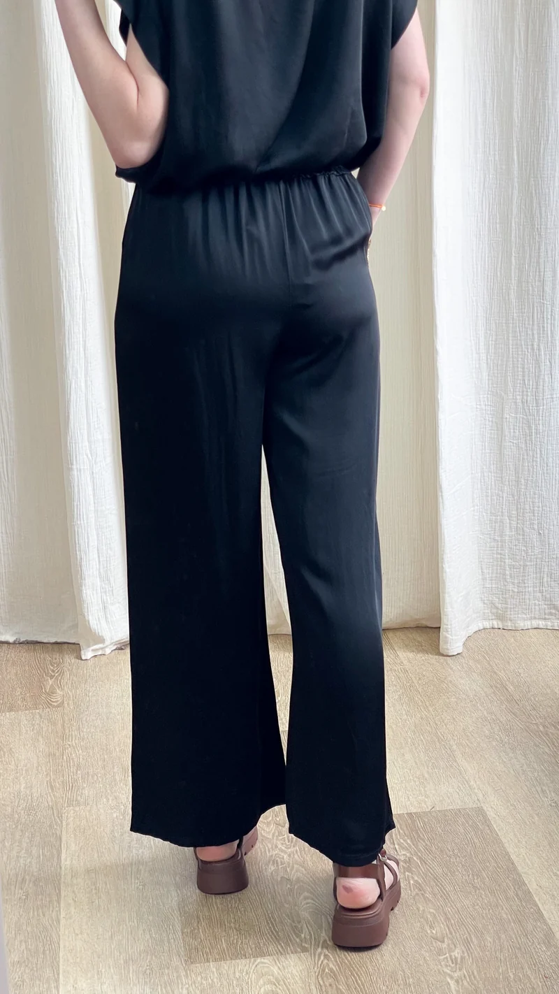 Pantalon Sophie - Pantalon fluide satiné taille élastique