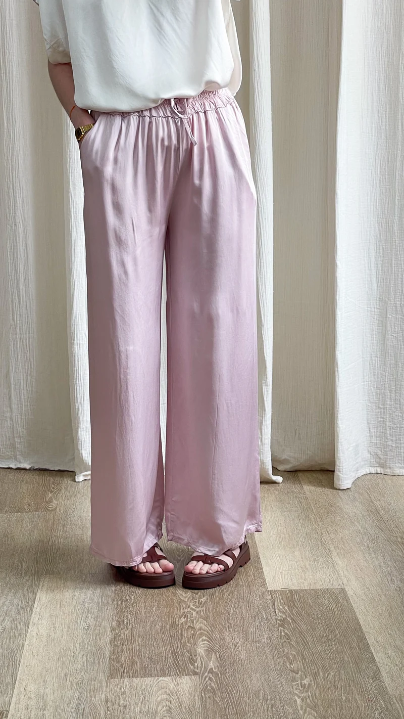 Pantalon Sophie - Pantalon fluide satiné taille élastique