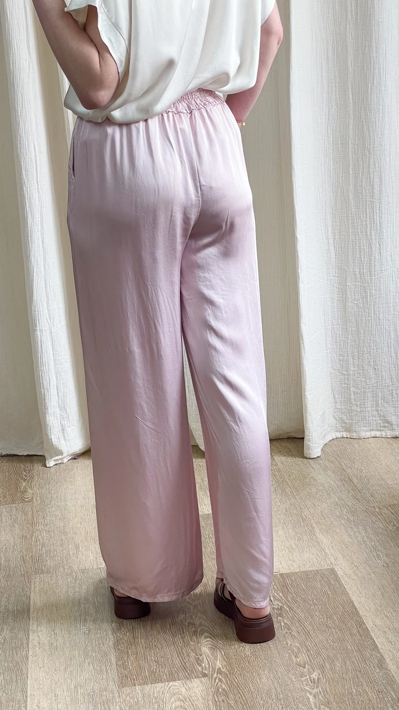 Pantalon Sophie - Pantalon fluide satiné taille élastique