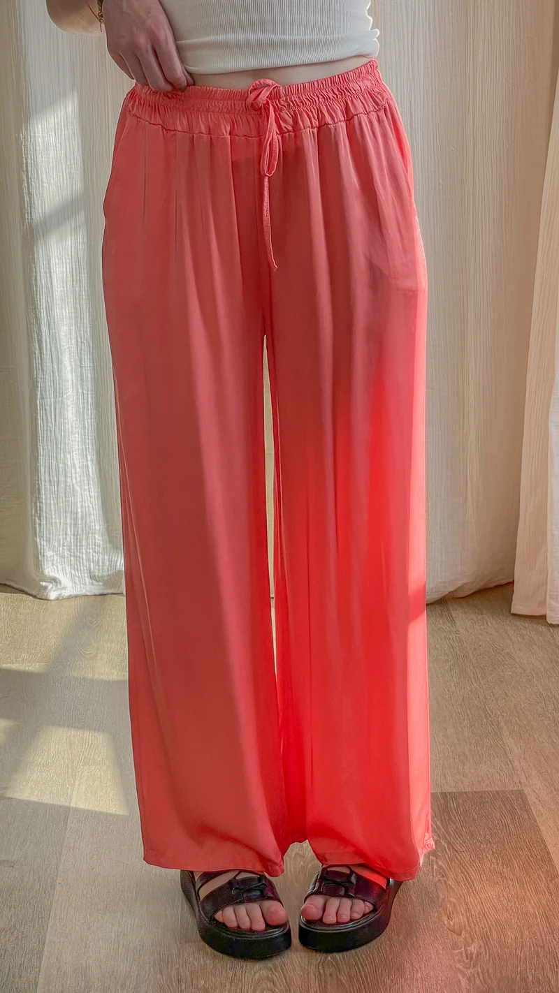 Pantalon Sophie - Pantalon fluide satiné taille élastique