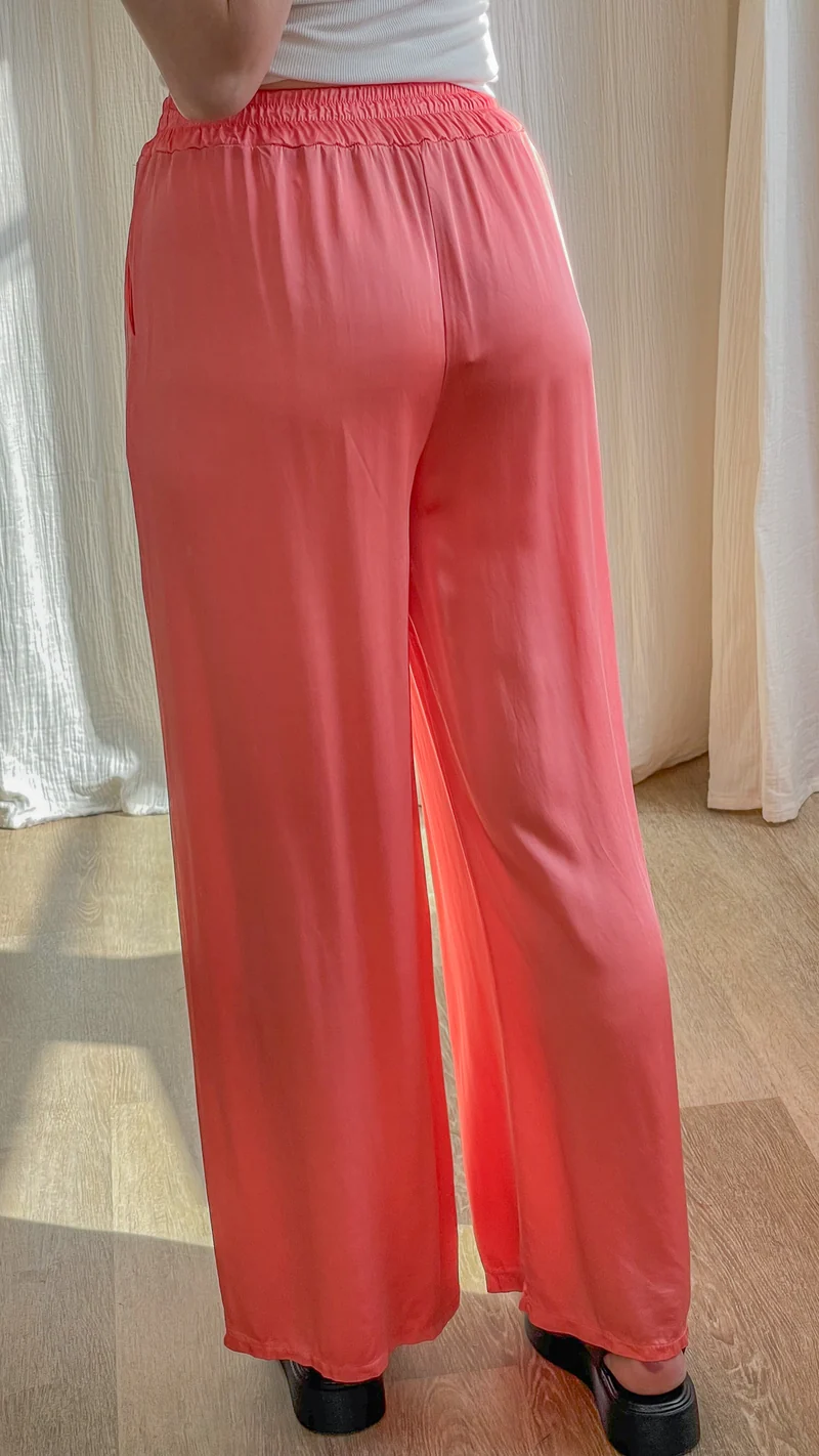Pantalon Sophie - Pantalon fluide satiné taille élastique