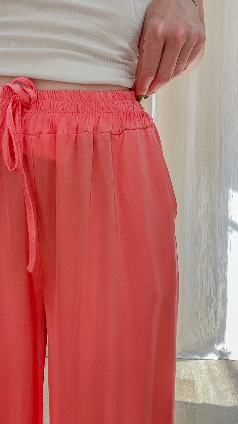 Pantalon Sophie - Pantalon fluide satiné taille élastique
