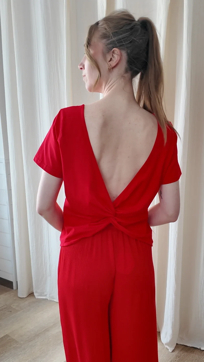 T-shirt Candice - Top dos nu avec détail torsadé