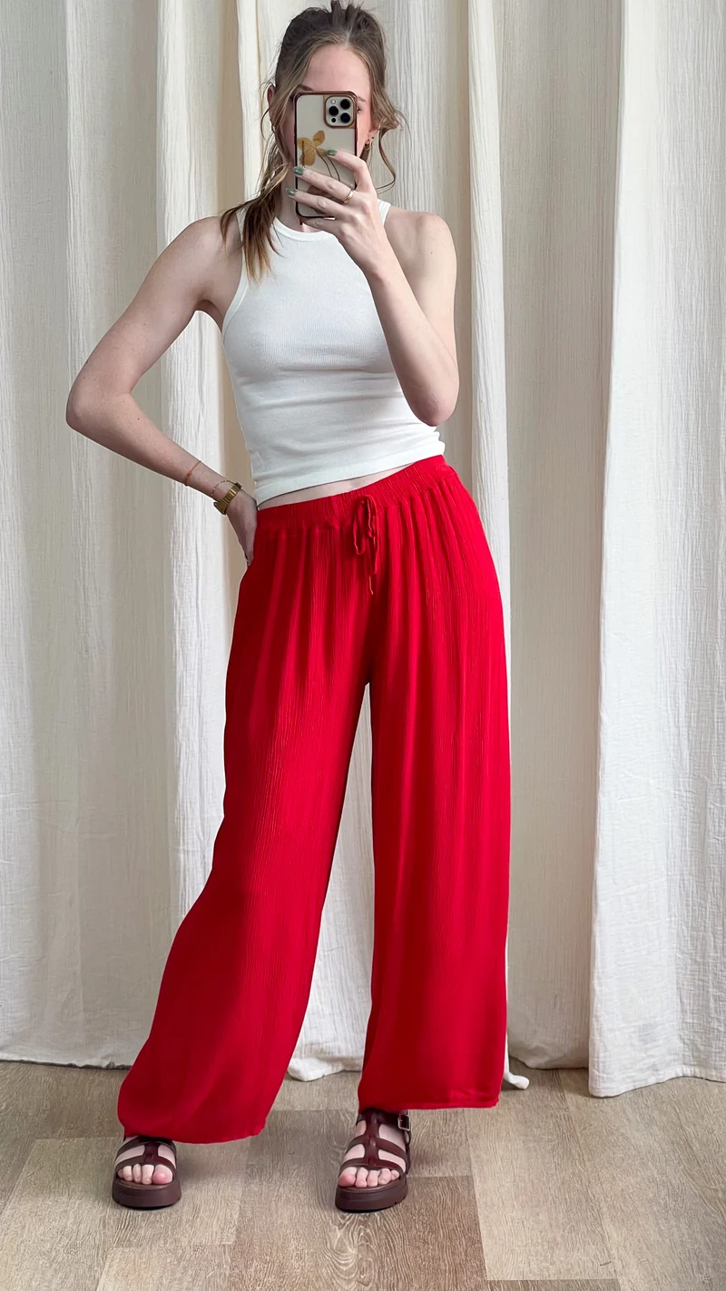 Pantalon Alice - Pantalon en viscose fluide large taille élastique
