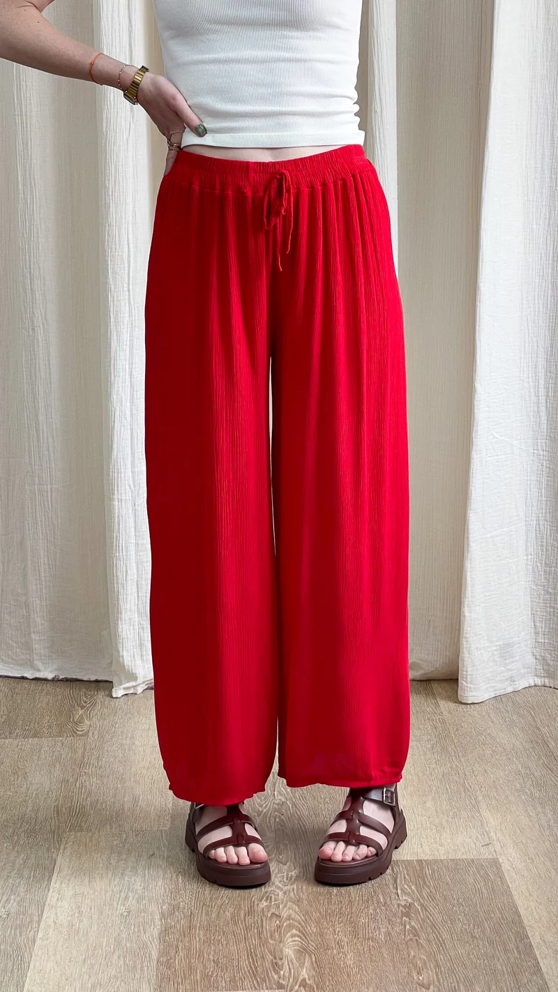 Pantalon Alice - Pantalon en viscose fluide large taille élastique