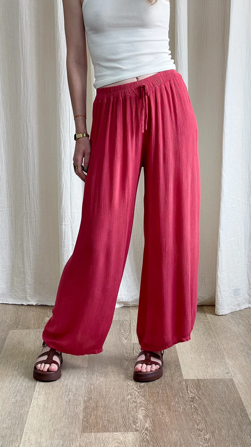 Pantalon Alice - Pantalon en viscose fluide large taille élastique