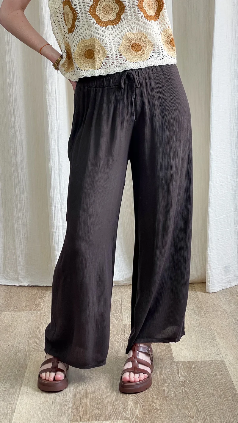 Pantalon Alice - Pantalon en viscose fluide large taille élastique
