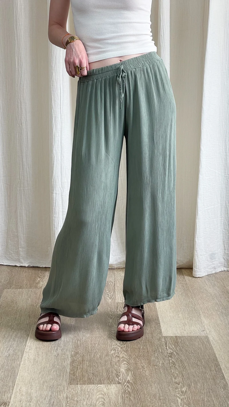 Pantalon Alice - Pantalon en viscose fluide large taille élastique