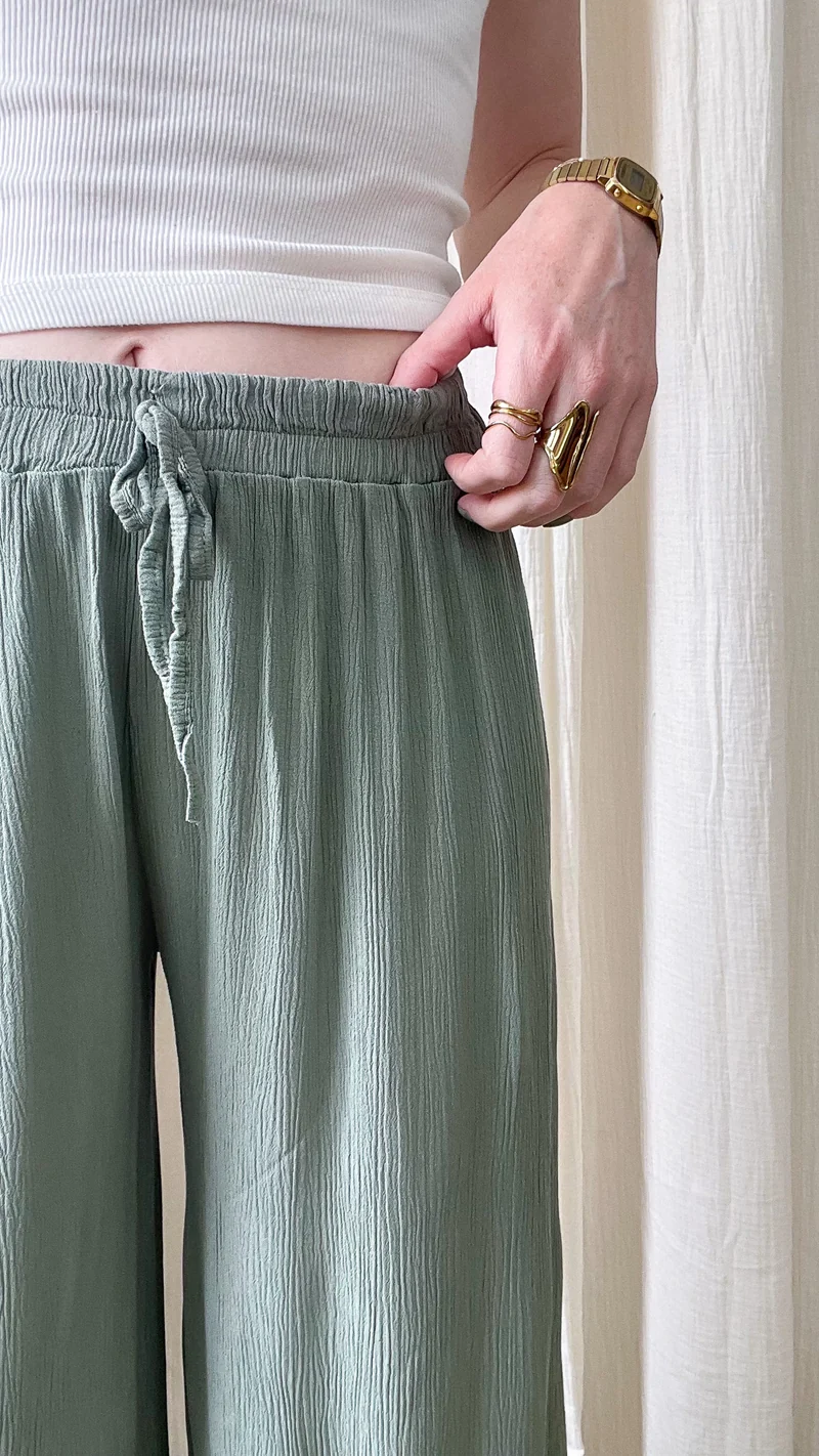 Pantalon Alice - Pantalon en viscose fluide large taille élastique