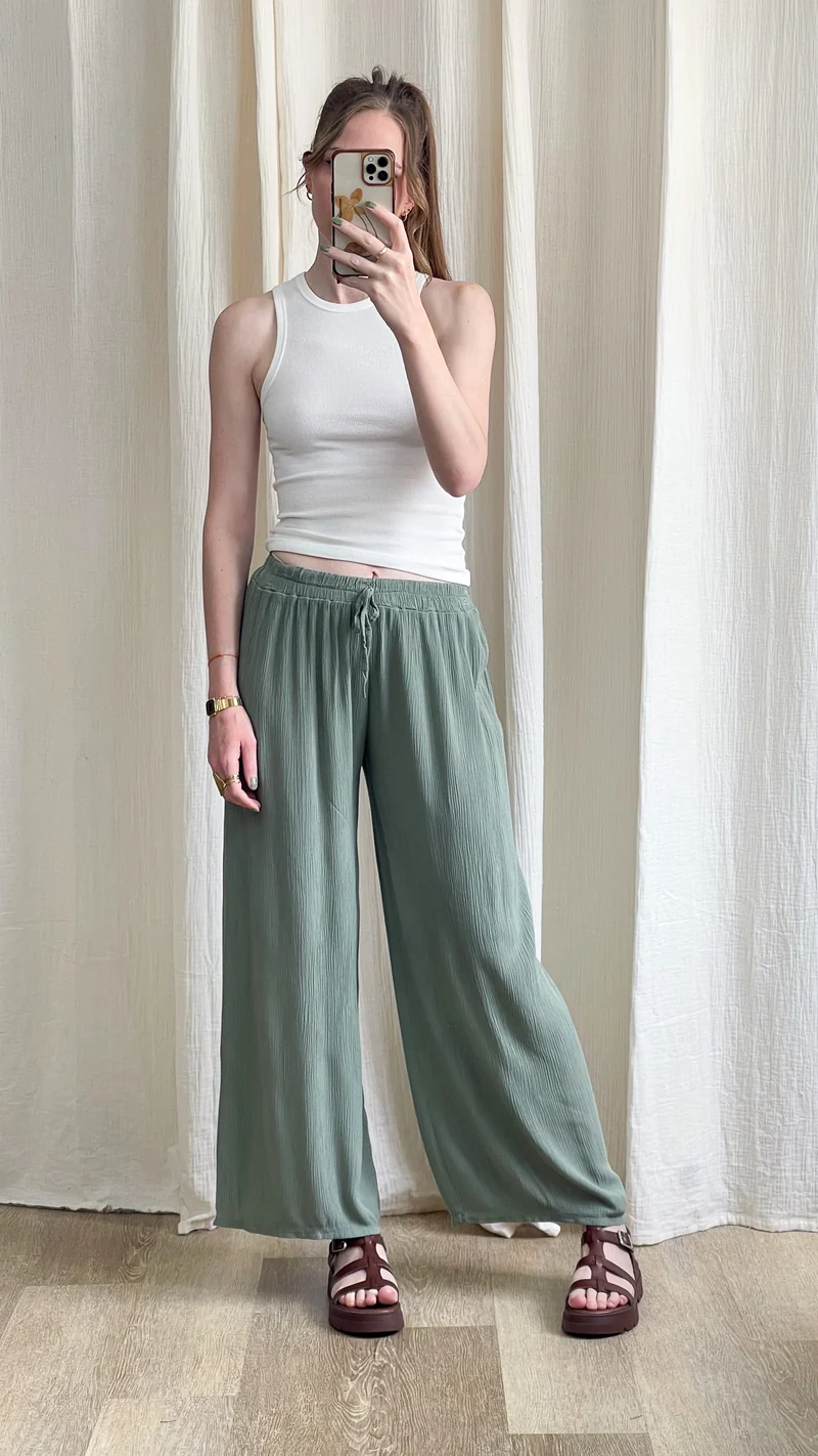 Pantalon Alice - Pantalon en viscose fluide large taille élastique