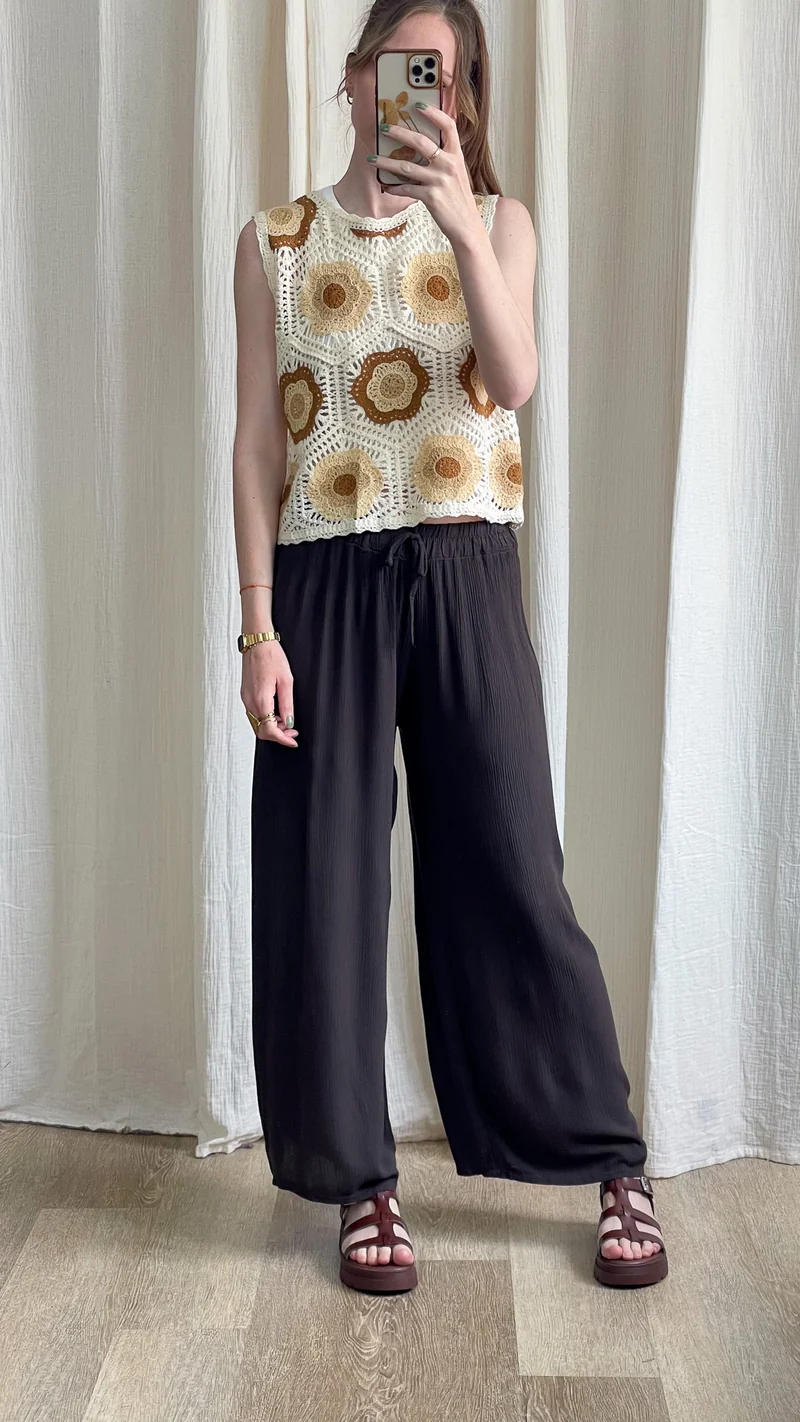 Pantalon Alice - Pantalon en viscose fluide large taille élastique