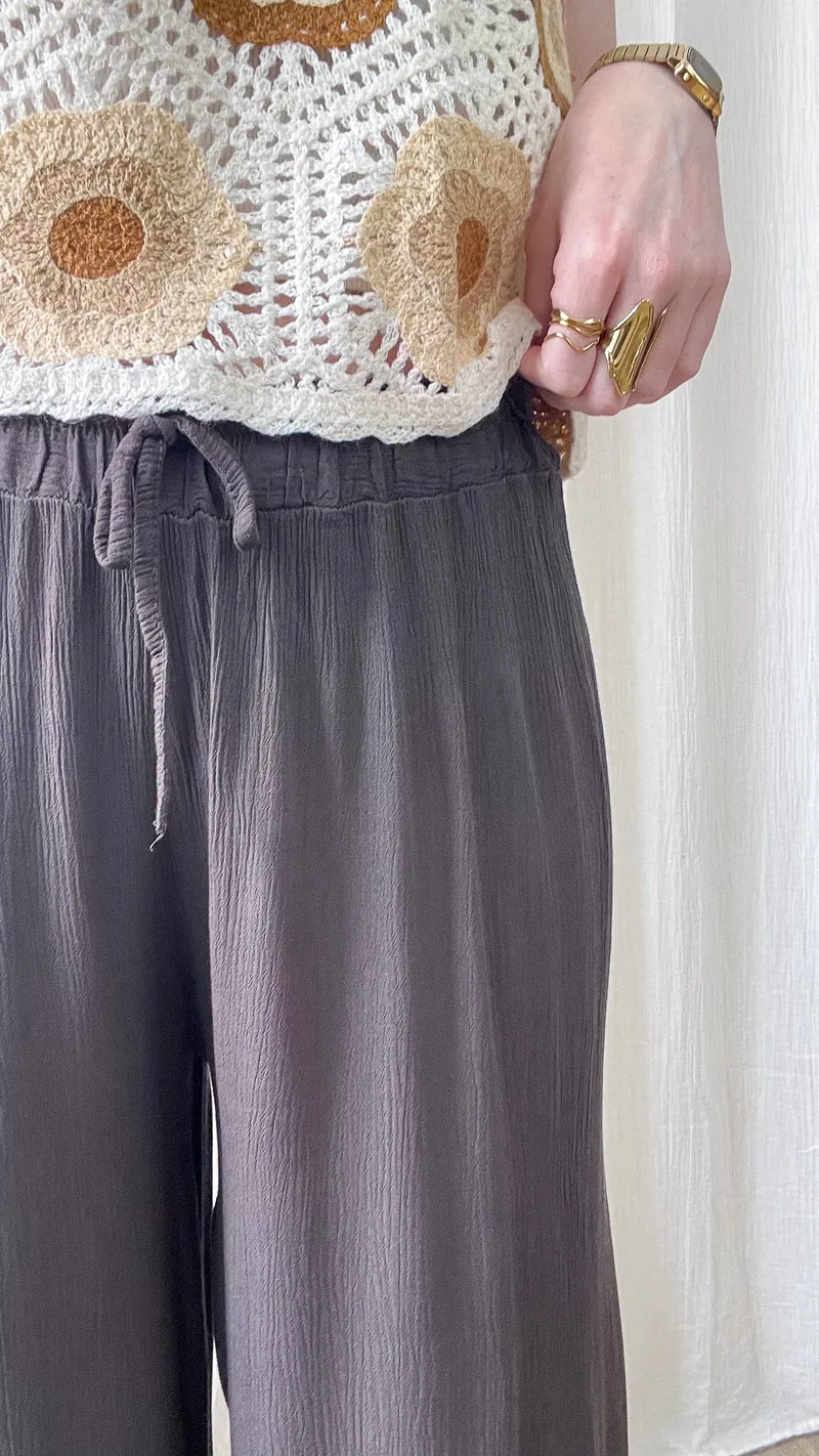 Pantalon Alice - Pantalon en viscose fluide large taille élastique