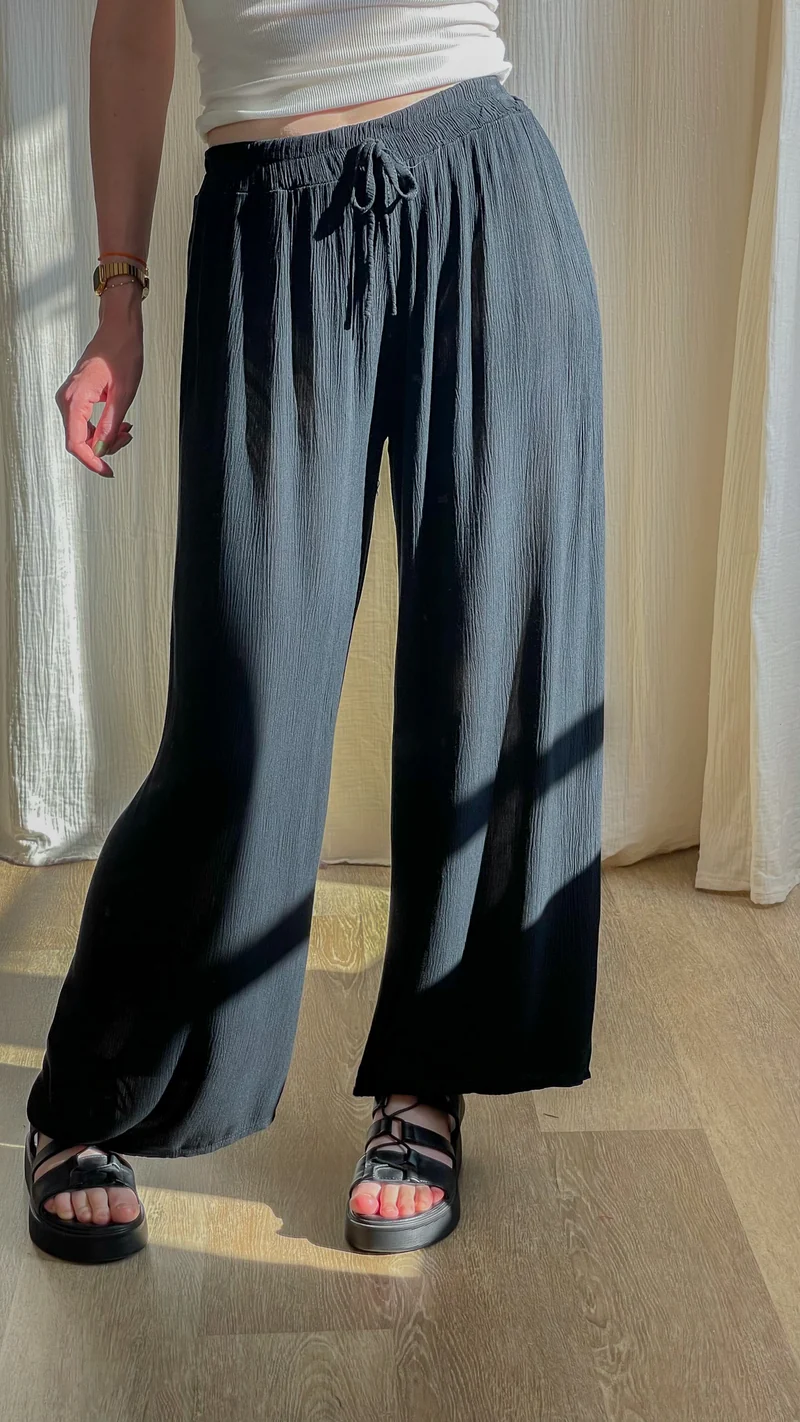 Pantalon Alice - Pantalon en viscose fluide large taille élastique