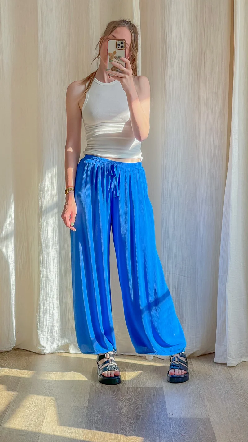 Pantalon Alice - Pantalon en viscose fluide large taille élastique