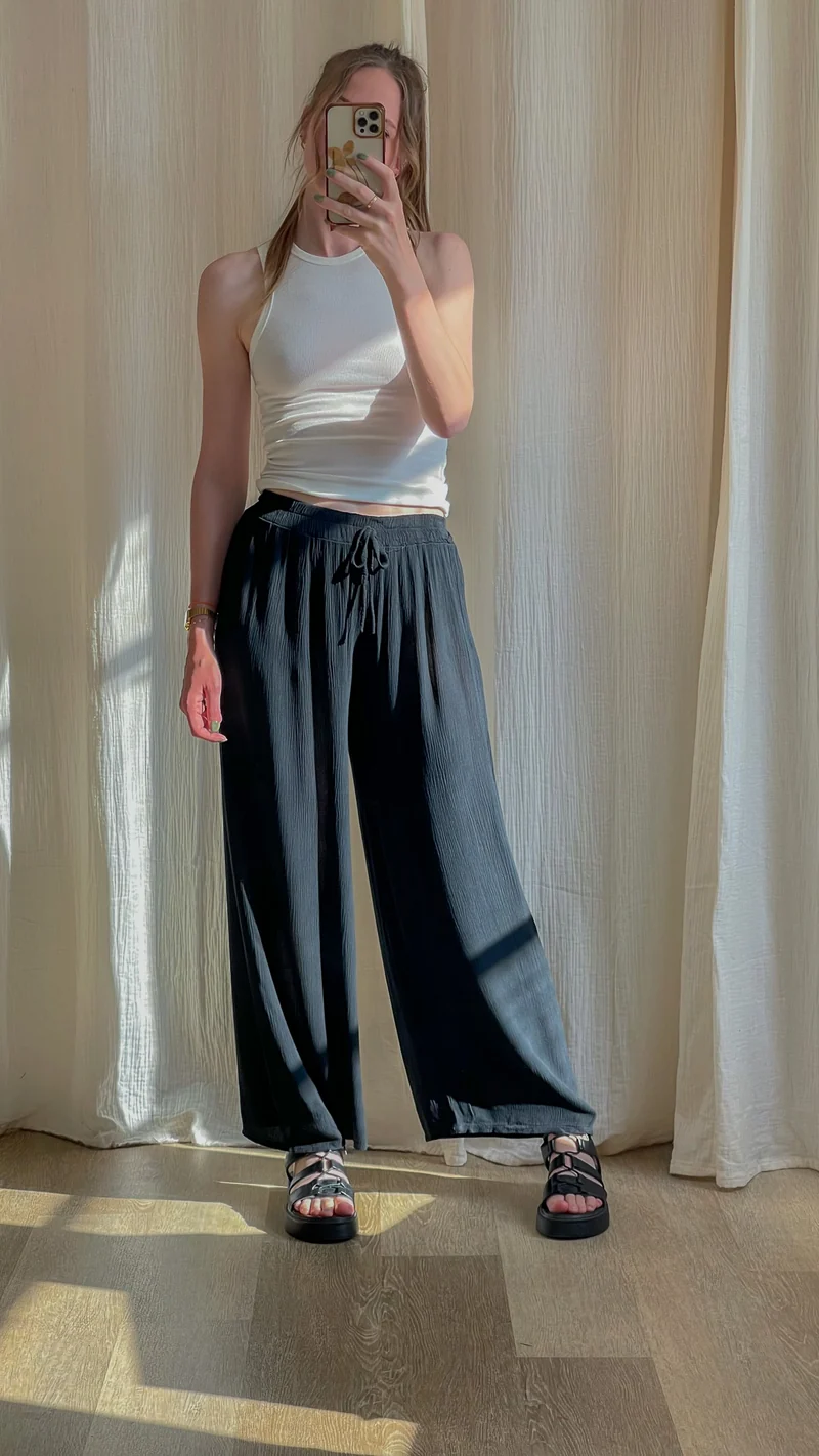 Pantalon Alice - Pantalon en viscose fluide large taille élastique