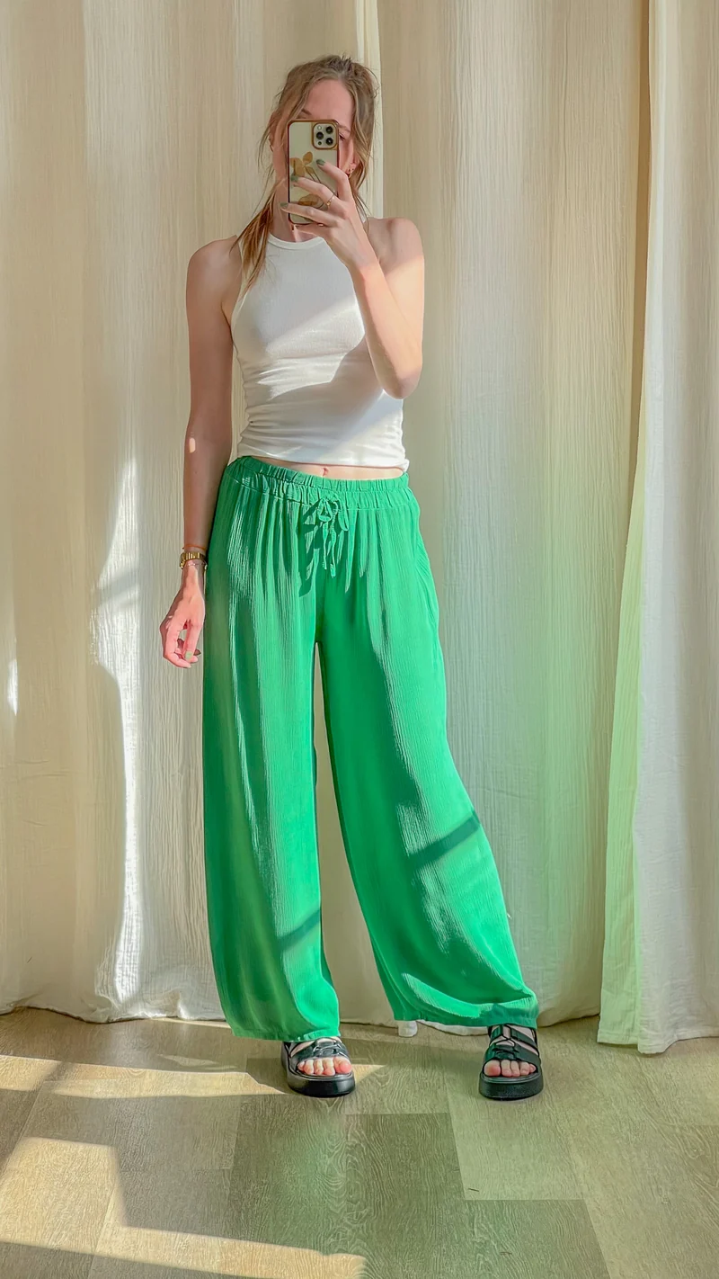 Pantalon Alice - Pantalon en viscose fluide large taille élastique