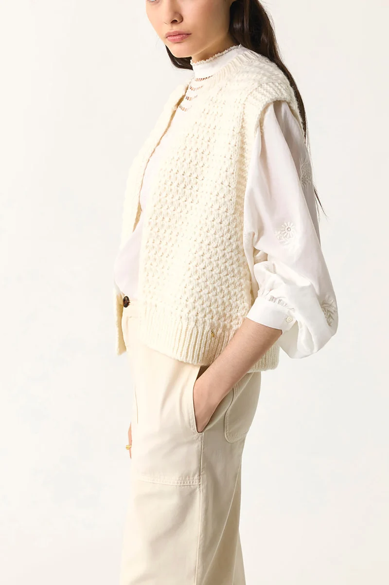 Gilet sans manches Aster Creme